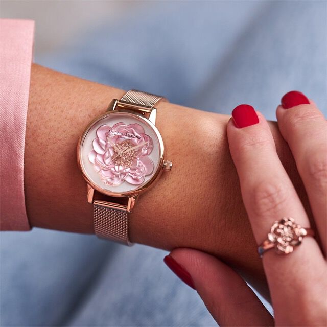 OLIVIA BURTON 「〈OLIIVIA BURTON(ｵﾘﾋﾞｱﾊﾞｰﾄﾝ)〉ﾌﾞﾛｻｯﾑ 30mm  3D ﾌﾞﾛｻｯﾑ ﾛｰｽﾞｺﾞｰﾙﾄﾞﾒｯｼｭ」|腕時計|