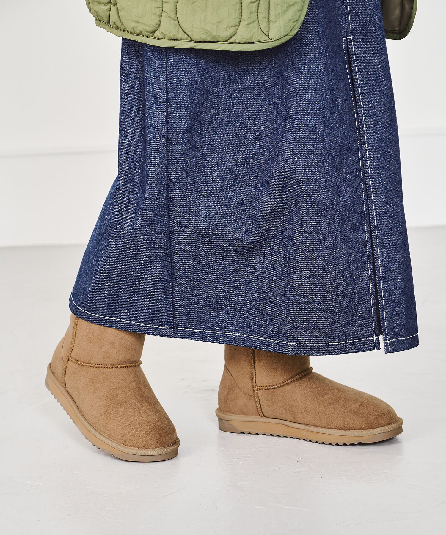 ORiental TRaffic「【累計2万足突破】  ミドル ムートン ブーツ /25401 折り返しても使える！ 防寒」|ショートブーツ|