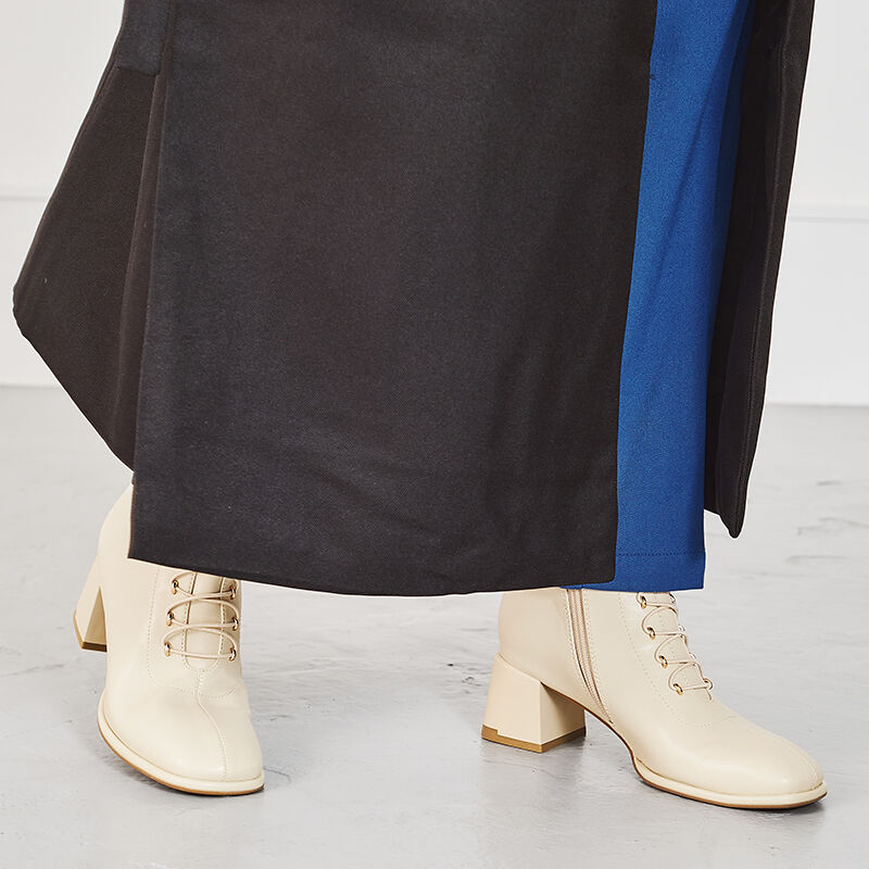 ORiental TRaffic「【EC限定】オーバーヒールレースアップブーツ/25404」|ショートブーツ|WHITE