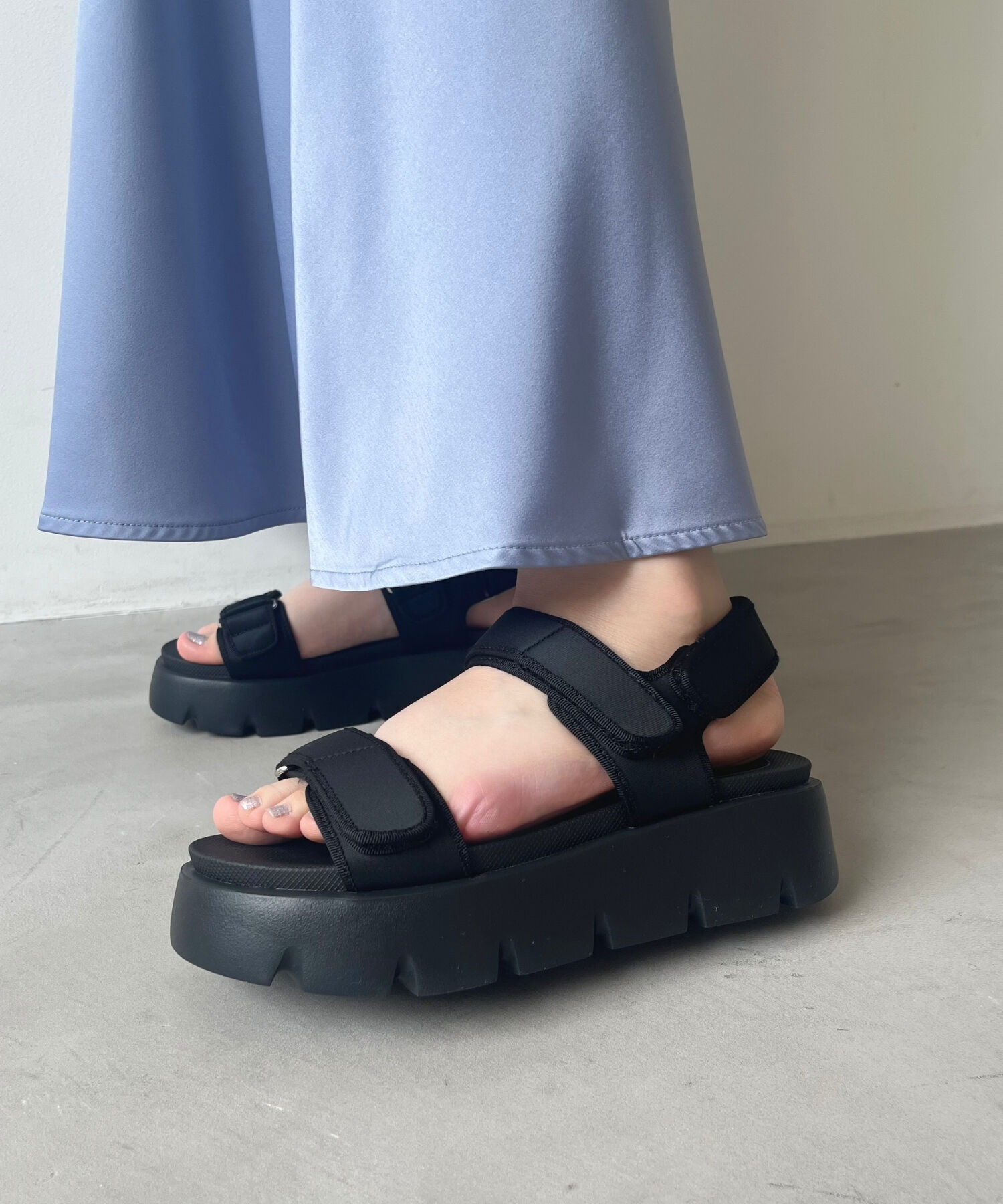 ORiental TRaffic「【アウトレット価格】厚底ナイロンベルトスポーツサンダル/OT3212 サンダル 厚底 スポサン 人気」|サンダル|BLACK