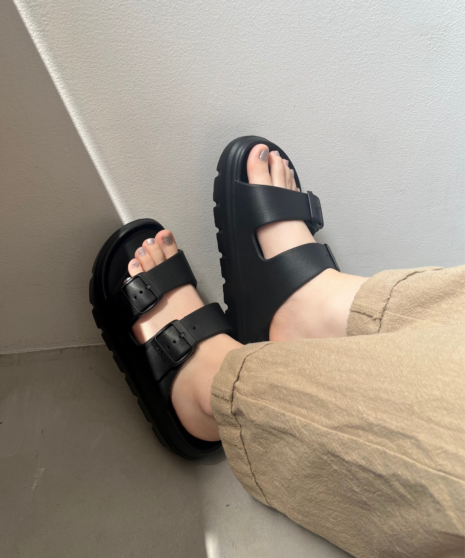 ORiental TRaffic「【リカバリーサンダル】ダブルベルト厚底サンダル/OT3220 軽量 フィット 人気 トレンド 厚底 サンダル」|サンダル|