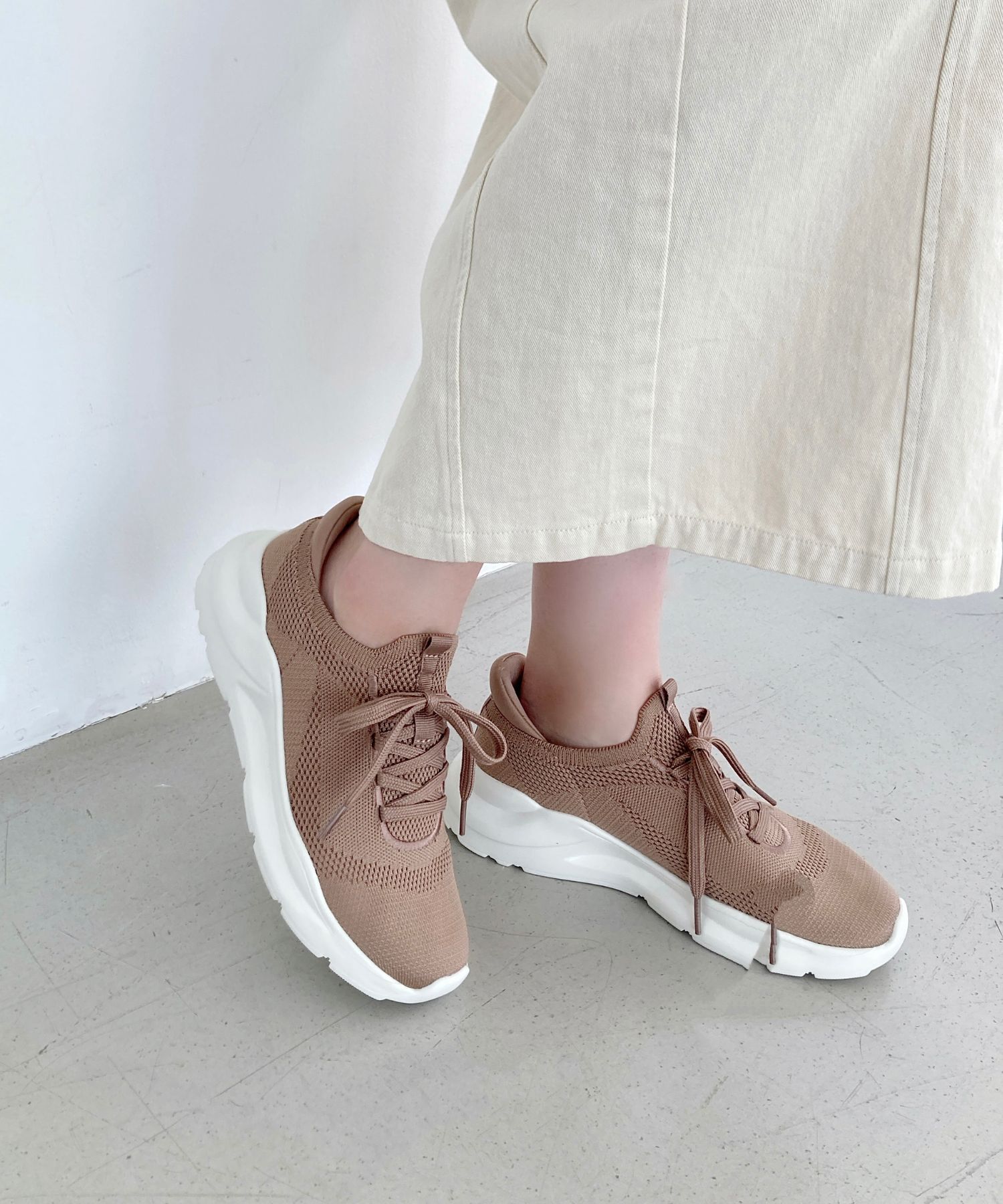 ORiental TRaffic「●再入荷● 【瞬間フィット】 ニットスニーカー /OT3757 軽量 歩きやすい 楽ちん ハンズフリー」|スニーカー|PINK