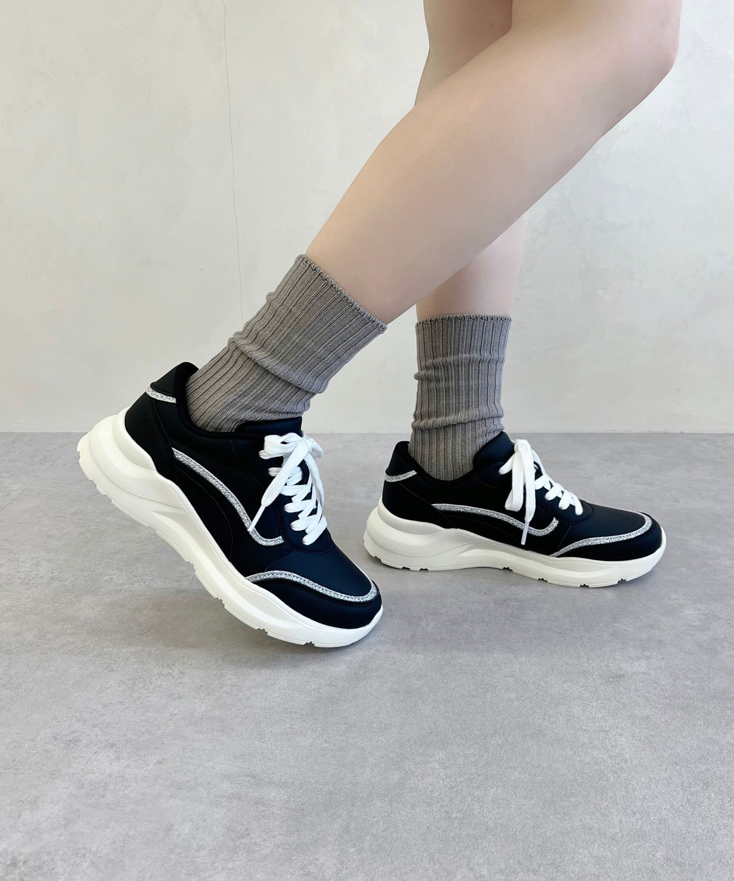 ORiental TRaffic「●2025春夏新作●グリッターラインスニーカー/OT3762 スニーカー トレンド 人気 売れてる」|スニーカー|