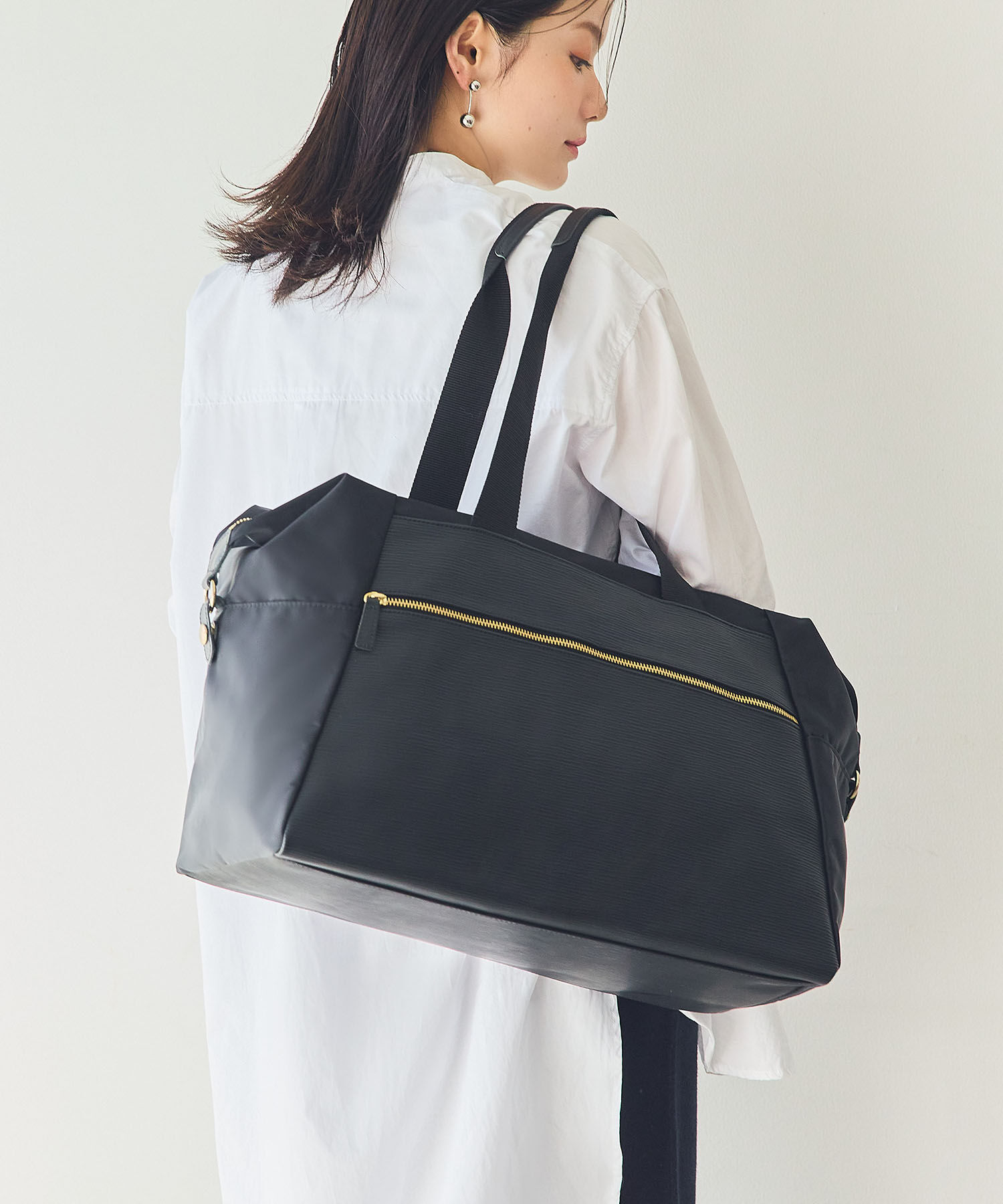 TOPKAPI BREATH「【VERY11月号掲載】RIPPLE TRIPリプル トリップ ナイロン コンビ キャリーオンボストンバッグ トラベル旅行」|ボストンバッグ|ブラック