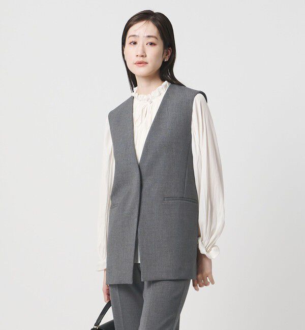 UNITED ARROWS「ダブルクロス ミドルベスト ‐ウォッシャブル‐」|ベスト・ジレ|DK.GRAY