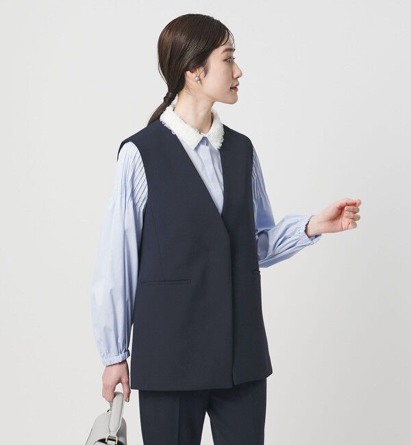 UNITED ARROWS「ダブルクロス ミドルベスト ‐ウォッシャブル‐」|ベスト・ジレ|NAVY