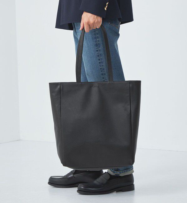 UNITED ARROWS green label relaxing「スタンプ レザー デイリー トートバッグ」|トートバッグ|BLACK