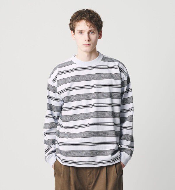 BEAUTY&YOUTH UNITED ARROWS「12oz ヘビーウェイト ボーダー クルーネック カットソー」|Tシャツ・カットソー|LT.BLUE