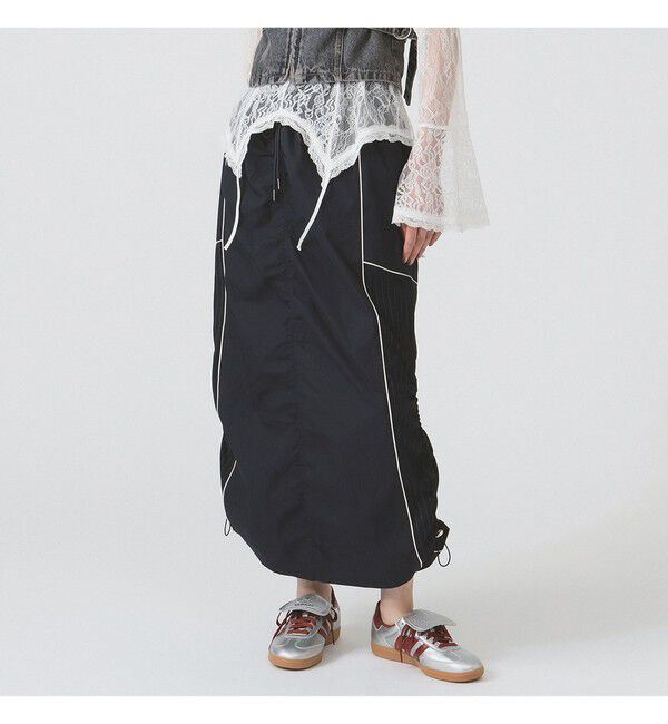 Ray BEAMS 「ストライプ キリカエ トラックスカート」|スカート|