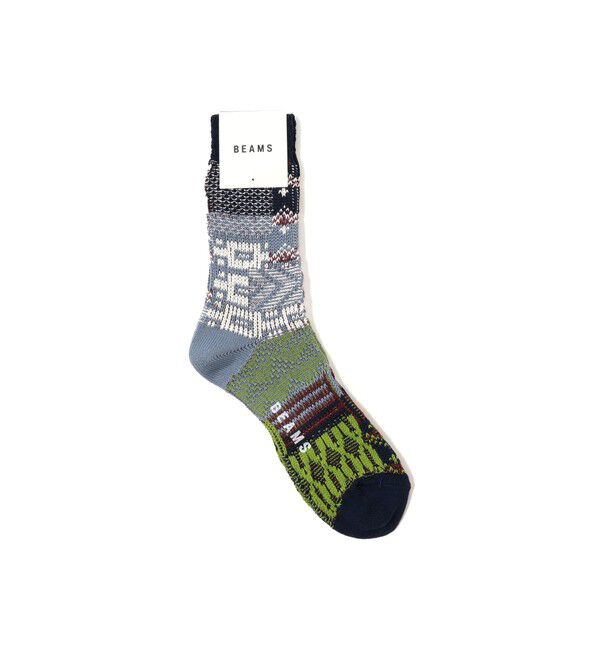 BEAMS「BEAMS / マルチジャカード ソックス」|ソックス|NAVY