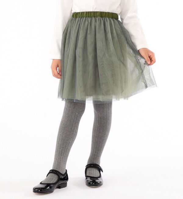 SHIPS KIDS「SHIPS KIDS:100～130cm / チュール スカート」|フレア|オリーブ