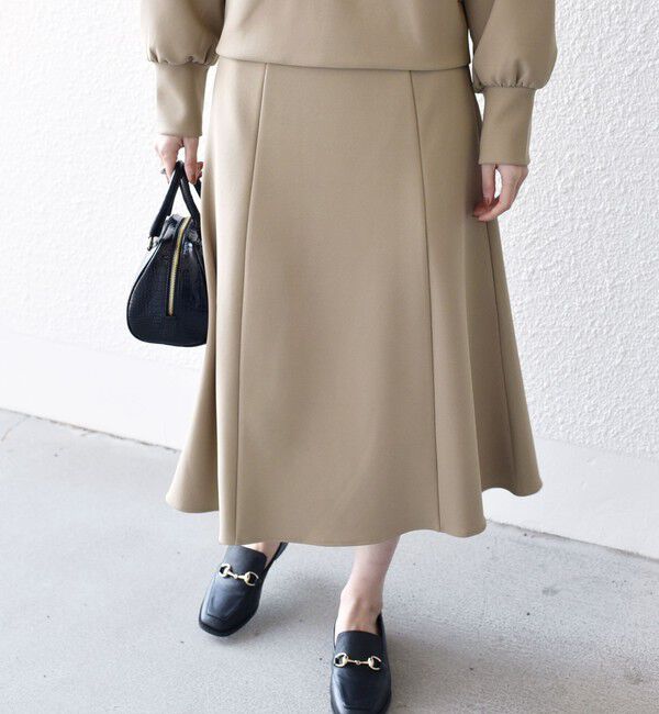 SHIPS for women「*〈手洗い可能〉ジョーゼット 切替 セミフレア スカート ◇」|スカート|ベージュ