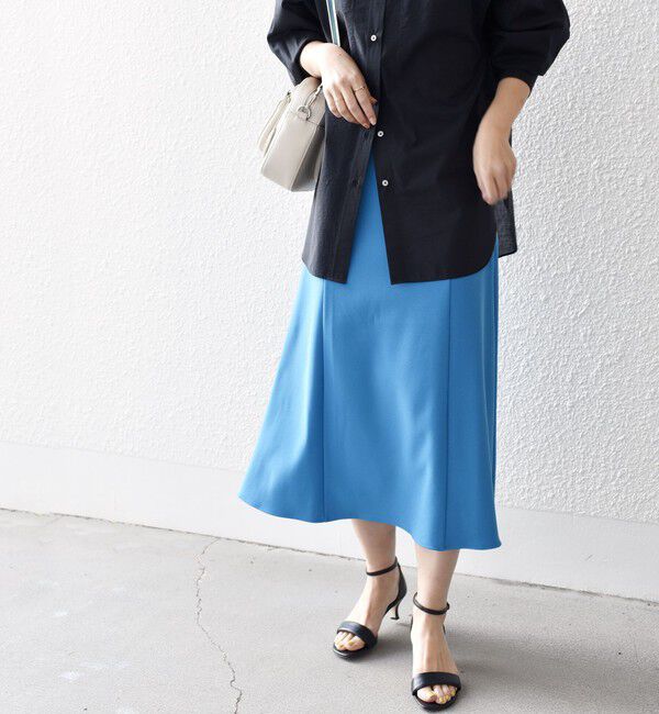 SHIPS for women「*〈手洗い可能〉ジョーゼット 切替 セミフレア スカート ◇」|スカート|ブルー