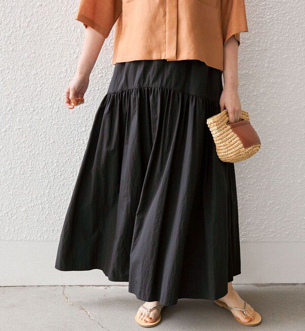 SHIPS for women「〈手洗い可能〉タフタ ティアード ロング スカート」|スカート|ブラック