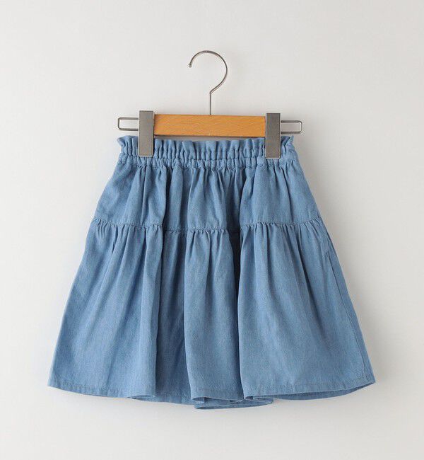 SHIPS KIDS「SHIPS KIDS:100～130cm / ティアード デニム スカート」|フレア|