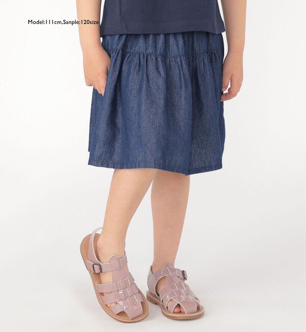 SHIPS KIDS「SHIPS KIDS:100～130cm / ティアード デニム スカート」|フレア|