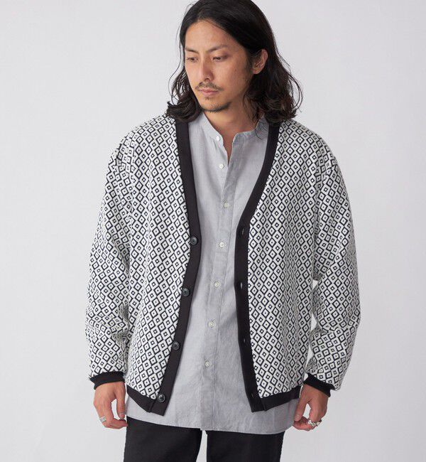 SHIPS「SHIPS: 〈洗濯機可能〉ジャカード 小紋柄 Vネック カーディガン」|カーディガン|