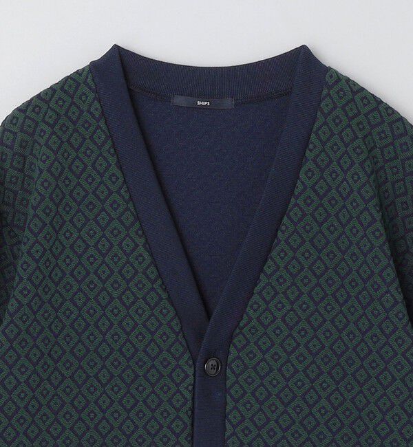 SHIPS「SHIPS: 〈洗濯機可能〉ジャカード 小紋柄 Vネック カーディガン」|カーディガン|