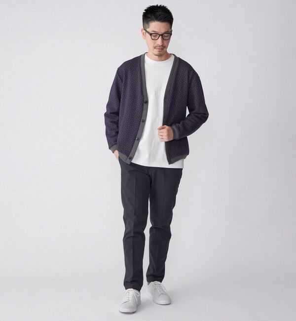 SHIPS「SHIPS: 〈洗濯機可能〉ジャカード 小紋柄 Vネック カーディガン」|カーディガン|