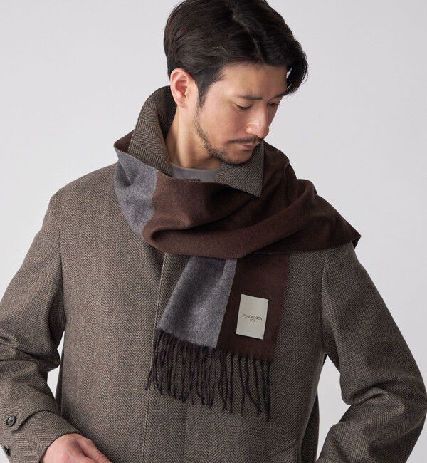 SHIPS「【SHIPS別注】PIACENZA: シルク カシミヤ リバーシブル マフラー」|マフラー|ブラウン