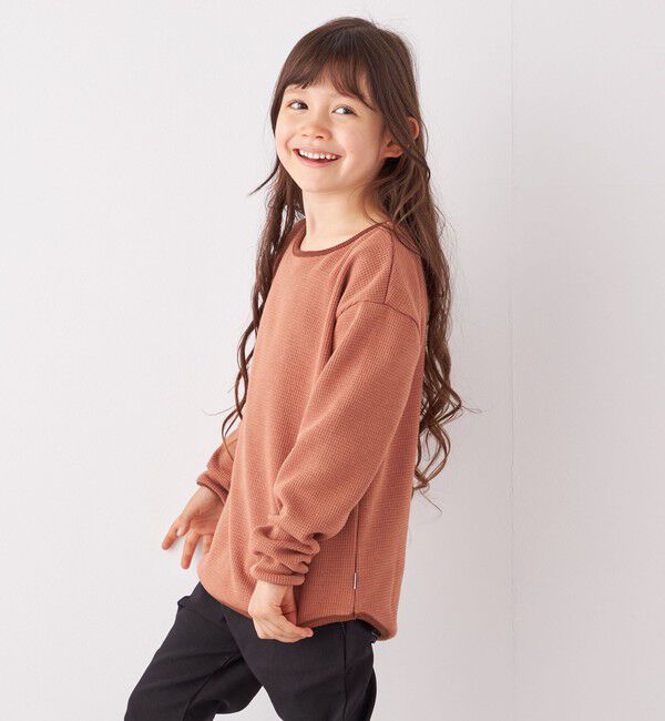SHIPS any「SHIPS any: ランドヘム ワッフル ロングスリーブ Tシャツ<KIDS>」|Tシャツ・カットソー|ブラウン