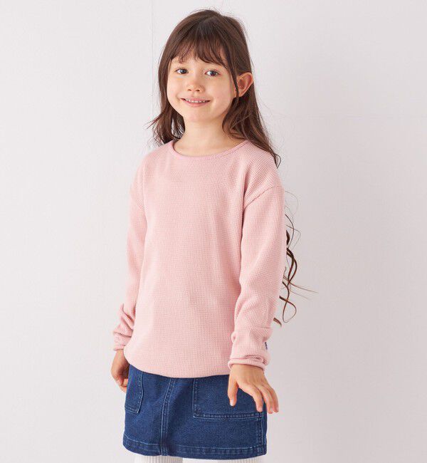 SHIPS any「SHIPS any: ランドヘム ワッフル ロングスリーブ Tシャツ<KIDS>」|Tシャツ・カットソー|ピンク
