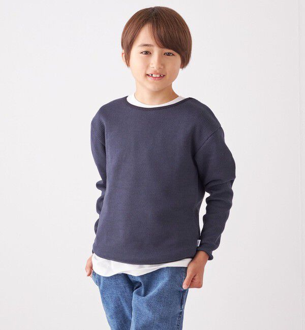 SHIPS any「SHIPS any: ランドヘム ワッフル ロングスリーブ Tシャツ<KIDS>」|Tシャツ・カットソー|