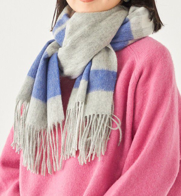 SHIPS Colors 「SHIPS Colors:〈手洗い可能〉ウール チェック ストール 2」|ストール|グレー