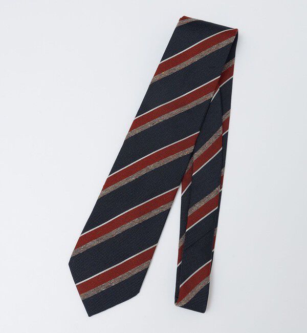 SHIPS「Stefanobigi: シルク コットン メランジ ストライプ ネクタイ」|ネクタイ・蝶ネクタイ|レッド