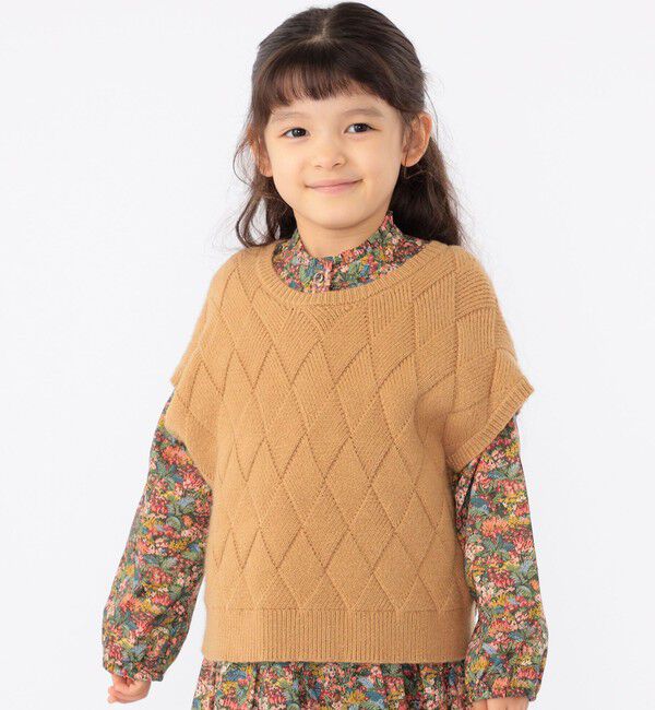 SHIPS KIDS「SHIPS KIDS:100～140cm /〈手洗い可能〉ジャカード ベスト」|ベスト・ジレ|ベージュ