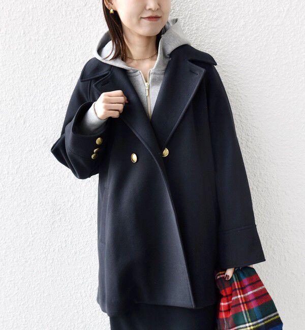 SHIPS for women「【WEB限定】〈手洗い可能〉ウール ライク ジャージー メルトン 2WAY Pコート」|ピーコート|