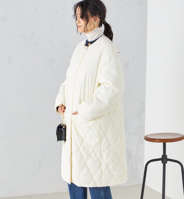 SHIPS for women「〈手洗い可能 / 撥水加工〉リバーシブル ノーカラー コート ◇」|ノーカラーコート|