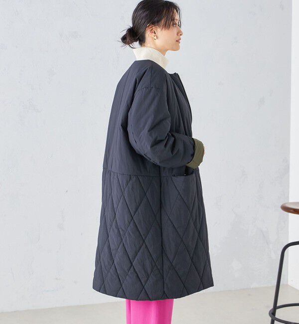 SHIPS for women「〈手洗い可能 / 撥水加工〉リバーシブル ノーカラー コート ◇」|ノーカラーコート|