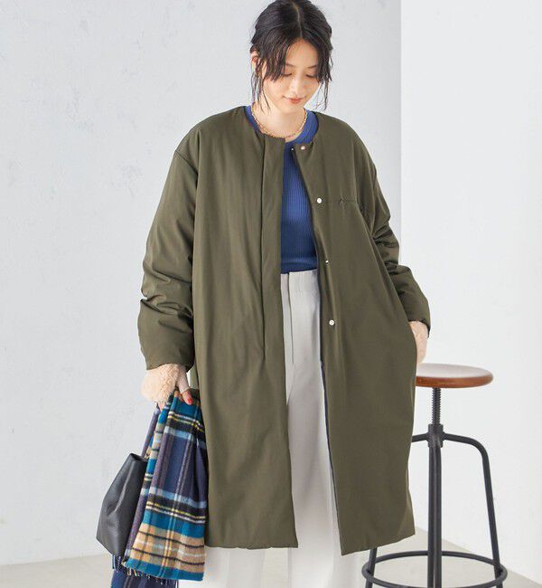 SHIPS for women「〈手洗い可能 / 撥水加工〉リバーシブル ノーカラー コート ◇」|ノーカラーコート|