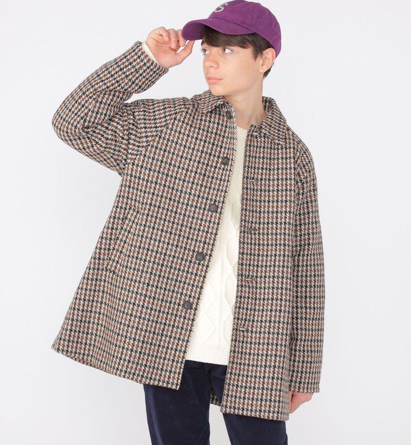 SHIPS KIDS「SHIPS KIDS:145～160cm / ガンクラブチェック ステンカラー コート」|ステンカラーコート|ブラウン系