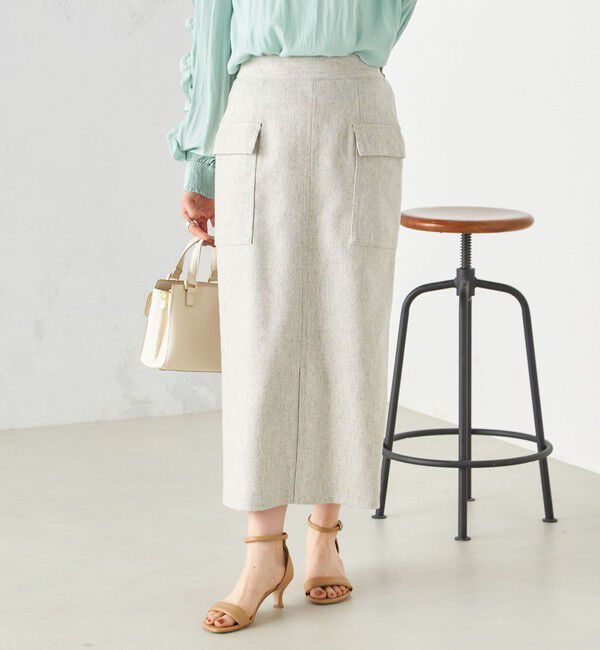 SHIPS for women「リサイクル ウール混 ポケット タイト スカート」|スカート|オフホワイト