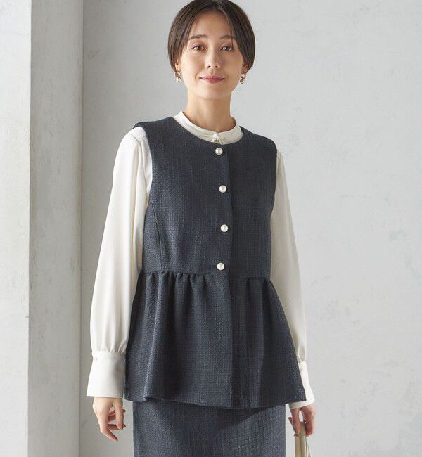 SHIPS for women「〈セレモニー対応可〉スラブ ツイード ジレ（セットアップ対応）」|ベスト・ジレ|