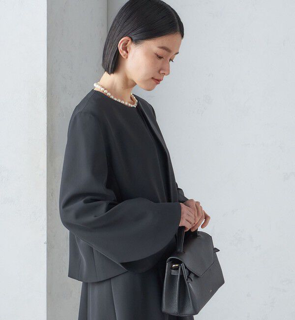 SHIPS for women「〈手洗い可能〉ブラック フォーマル フレア スリーブ ジャケット ◇」|ノーカラージャケット|