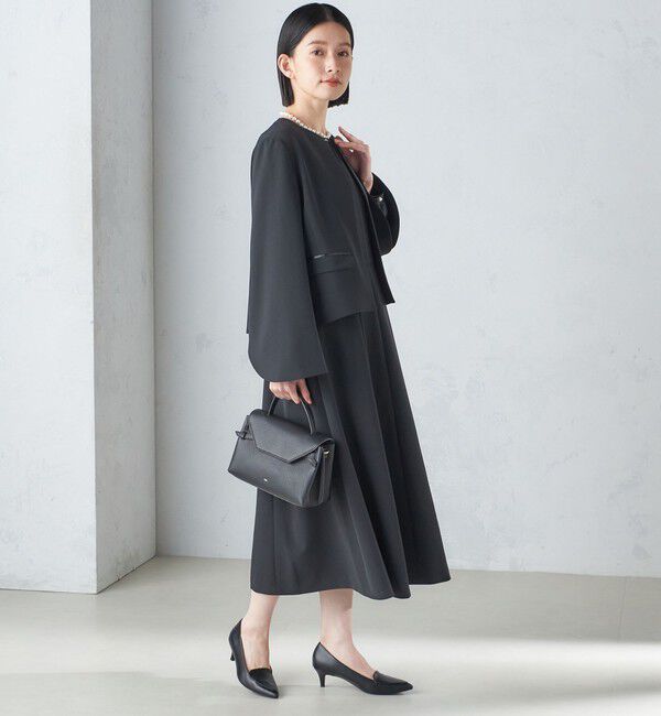 SHIPS for women「〈手洗い可能〉ブラック フォーマル フレア スリーブ ジャケット ◇」|ノーカラージャケット|