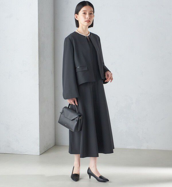 SHIPS for women「〈手洗い可能〉ブラック フォーマル フレア スリーブ ジャケット ◇」|ノーカラージャケット|