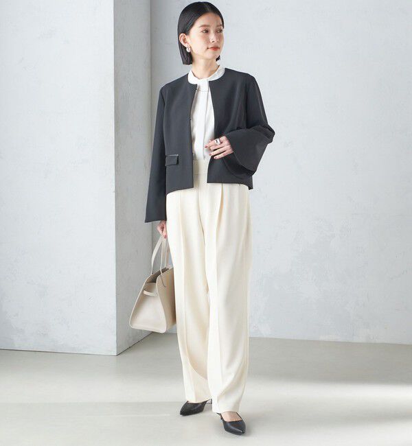 SHIPS for women「〈手洗い可能〉ブラック フォーマル フレア スリーブ ジャケット ◇」|ノーカラージャケット|