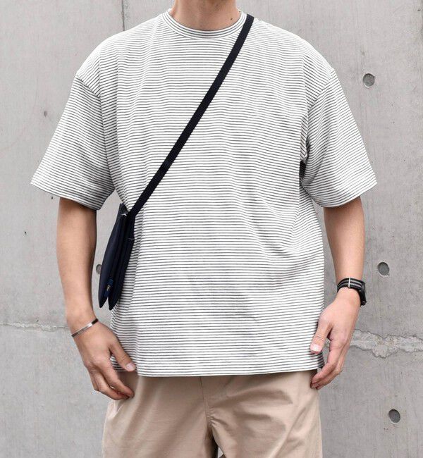 SHIPS any「SHIPS any: マイクロボーダー ミニ裏毛 ライト スウェット ライク Tシャツ◇」|Tシャツ・カットソー|