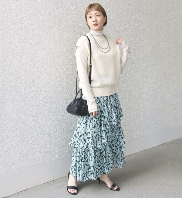 SHIPS for women「〈手洗い可能〉フラワー プリント ティアード スカート 24SS ◇」|スカート|