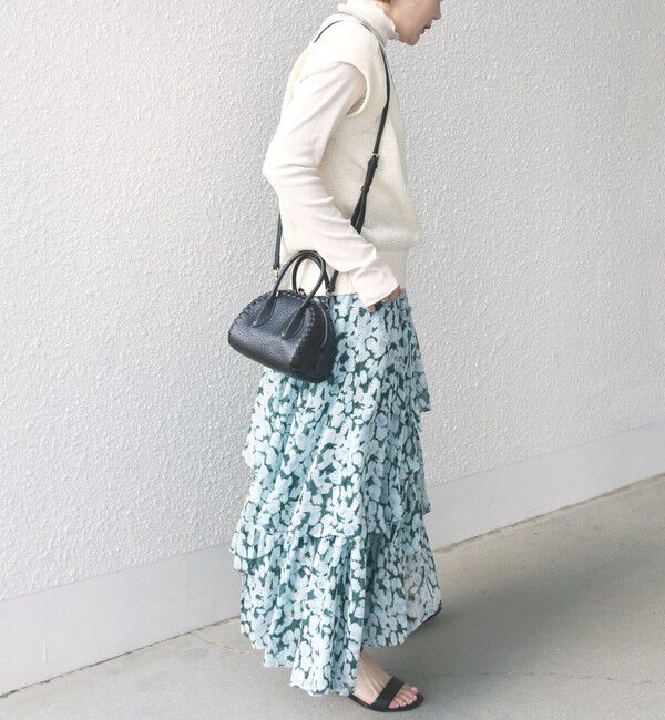 SHIPS for women「〈手洗い可能〉フラワー プリント ティアード スカート 24SS ◇」|スカート|