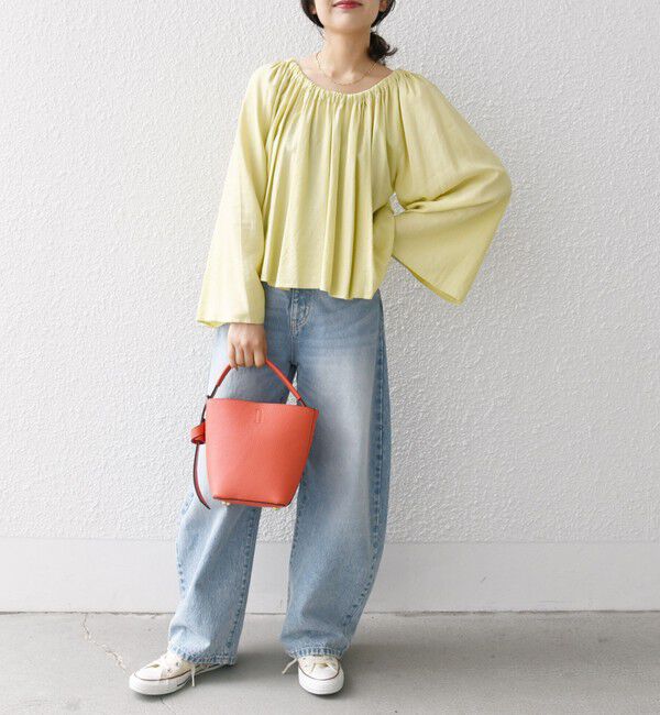 SHIPS any「SHIPS any:〈洗濯機可能〉リネン ミックス ギャザー リボン ブラウス」|シャツ・ブラウス|