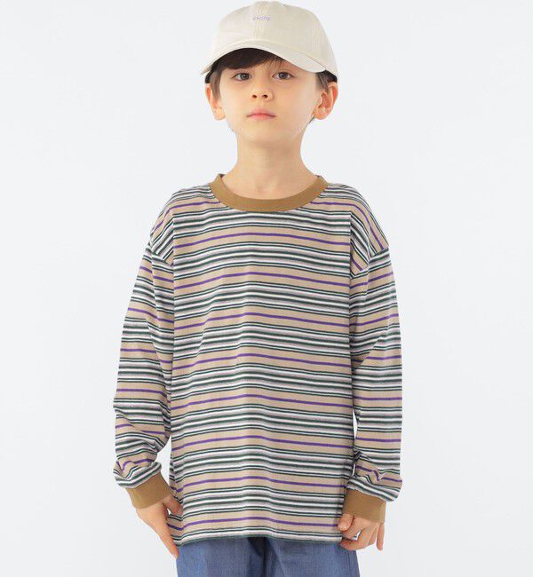 SHIPS KIDS「SHIPS KIDS:100～130cm / マルチ ボーダー 長袖 TEE」|Tシャツ・カットソー|