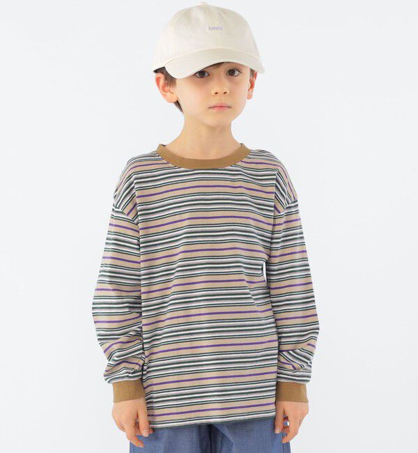 SHIPS KIDS「SHIPS KIDS:100～130cm / マルチ ボーダー 長袖 TEE」|Tシャツ・カットソー|