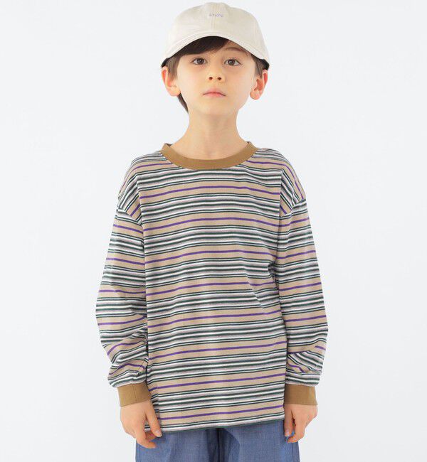 SHIPS KIDS「SHIPS KIDS:100～130cm / マルチ ボーダー 長袖 TEE」|Tシャツ・カットソー|