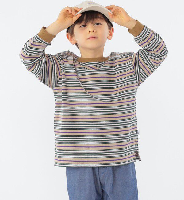 SHIPS KIDS「SHIPS KIDS:100～130cm / マルチ ボーダー 長袖 TEE」|Tシャツ・カットソー|