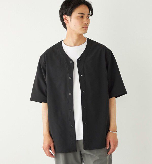 SHIPS Colors 「SHIPS Colors:〈洗濯機可能〉MoveFit(R) ノーカラー ショートスリーブ シャツ」|シャツ・ブラウス|